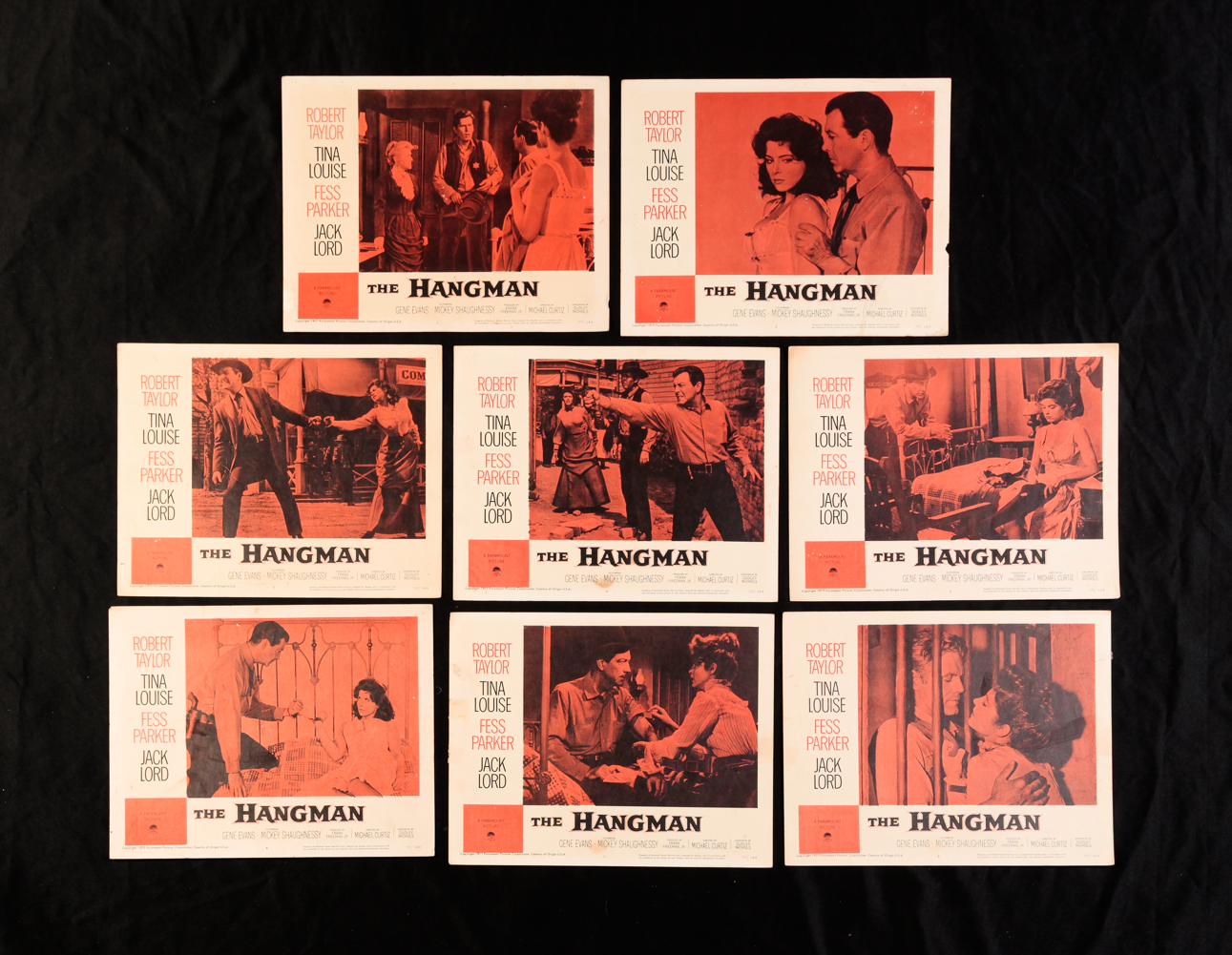 SET OF EIGHT THE HANGMAN LOBBY CARDS.