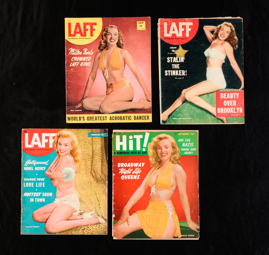 FOUR PIN UP MAGAZINES WITH MARILYN MONROE