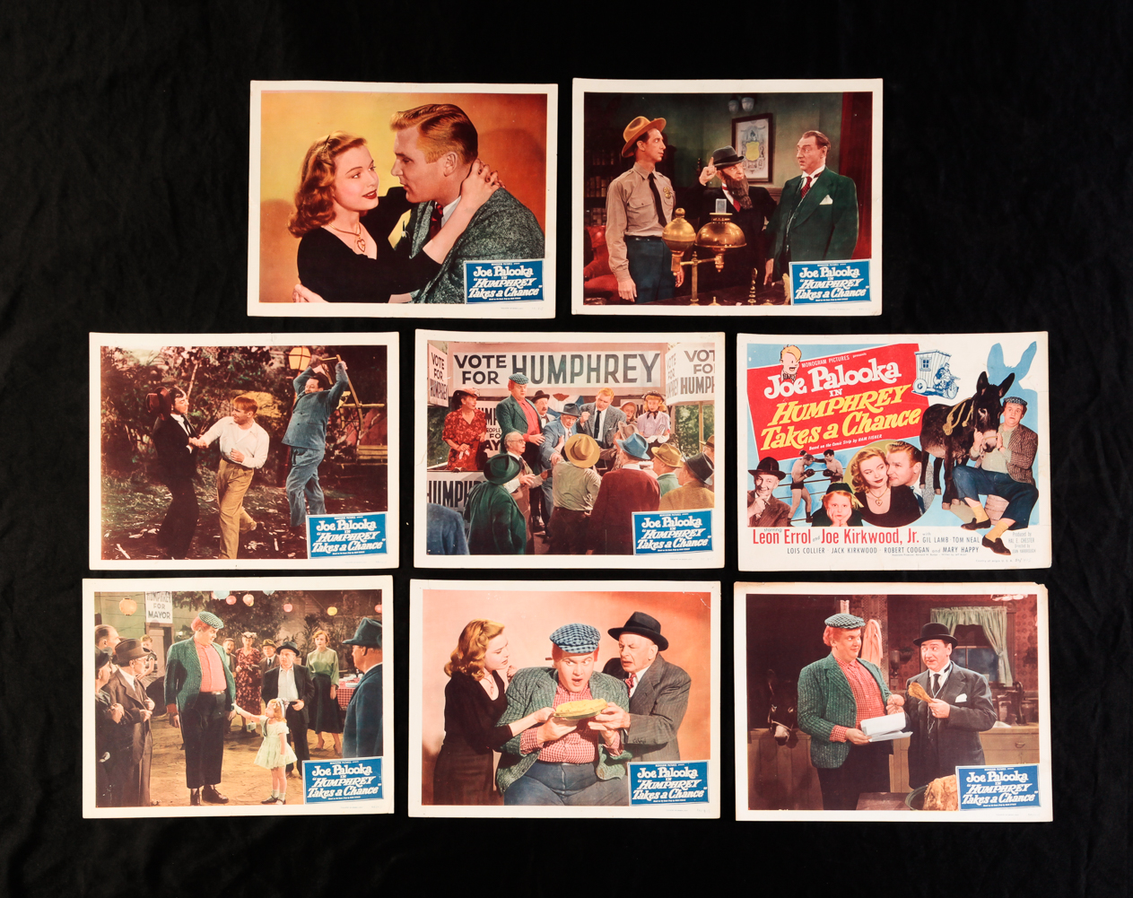 SET OF EIGHT JOE PALOOKA LOBBY CARDS.