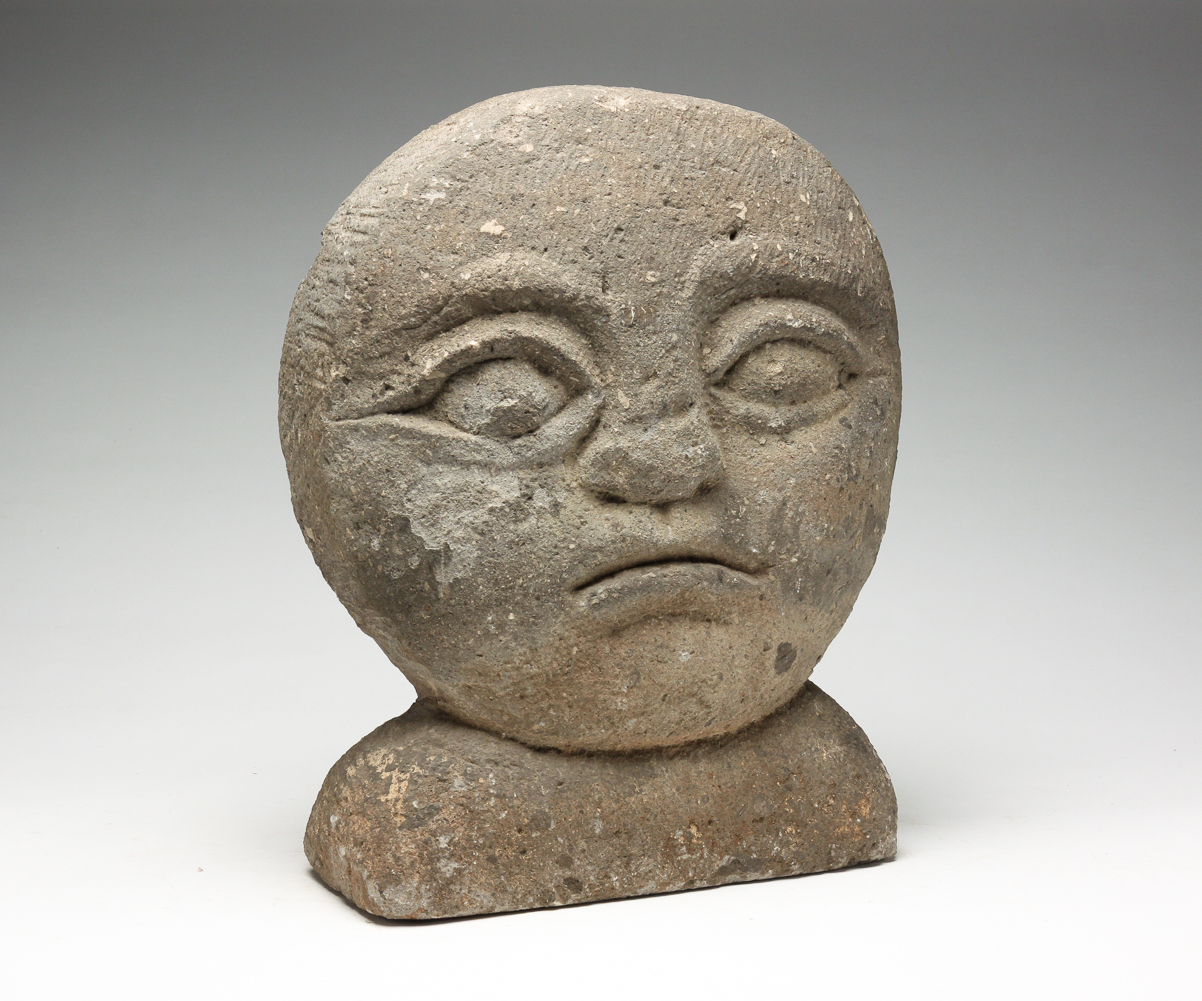 OHIO FOLK ART STONE HEAD BY NOBLE