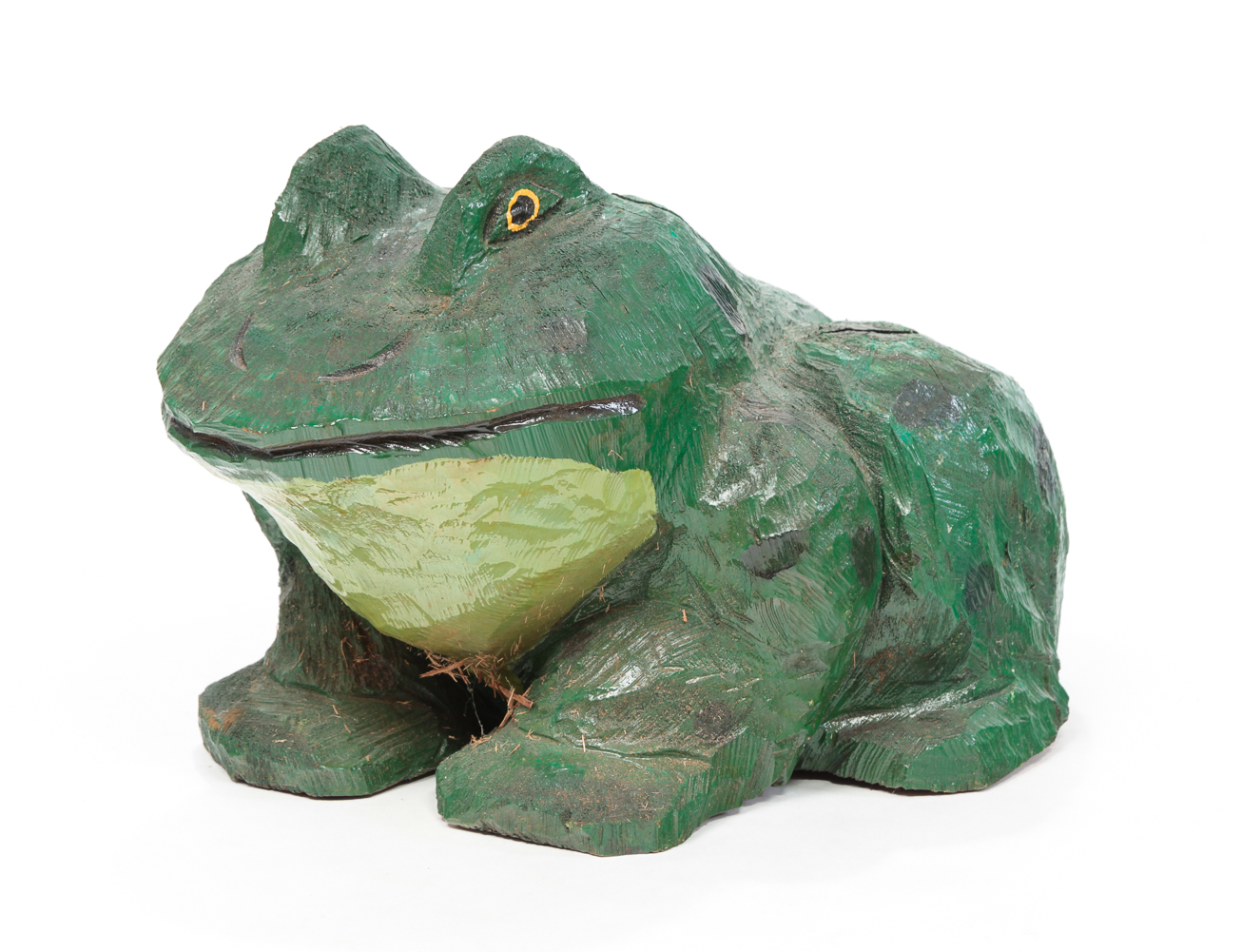 AMERICAN FOLK ART CARVED BULL FROG  2dfbd2