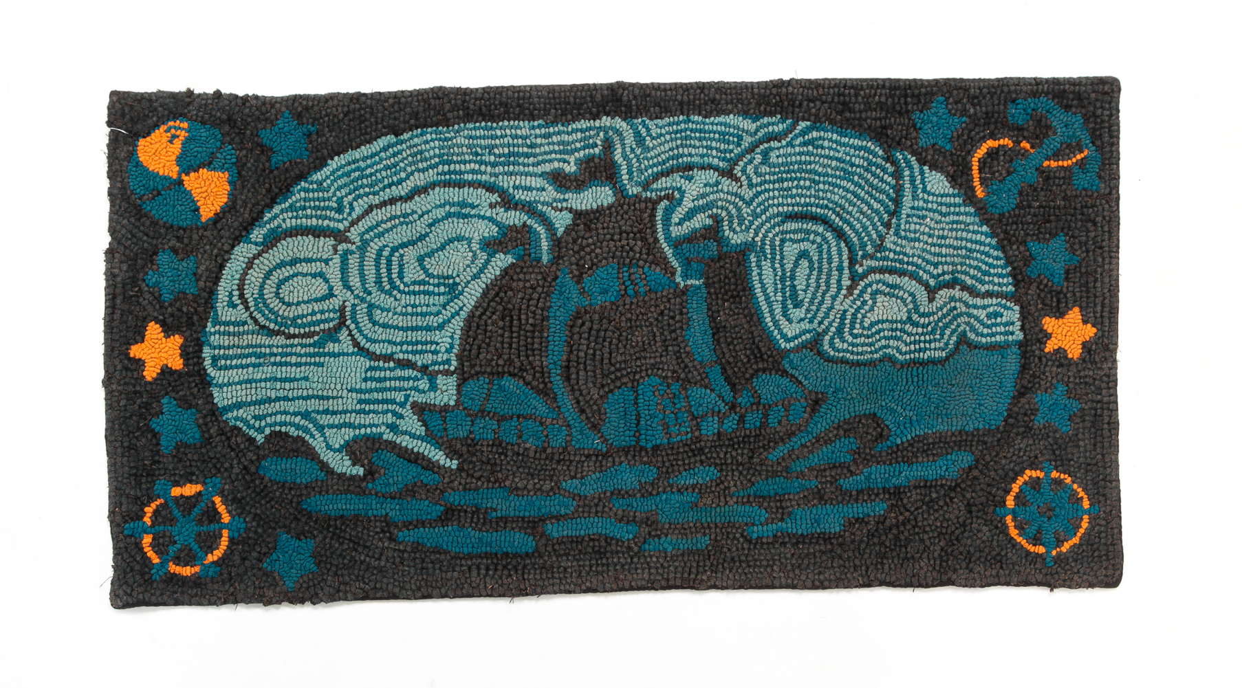 AMERICAN HOOKED RUG. Mid 20th century.