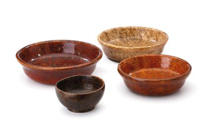 Four Chinese burl wood bowls qing 49936