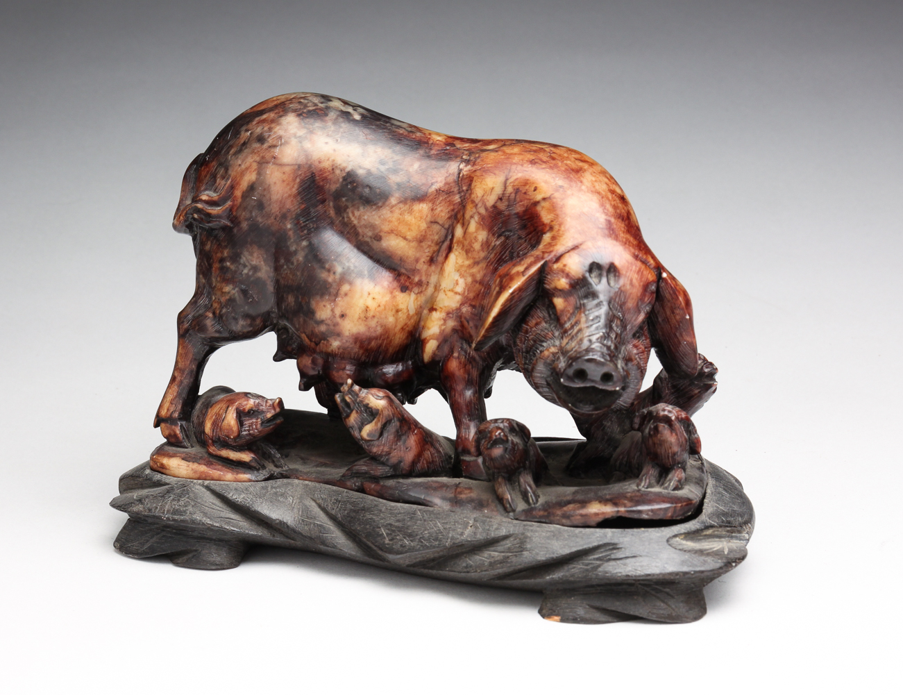 ASIAN CARVED SOAPSTONE PIGS. Second