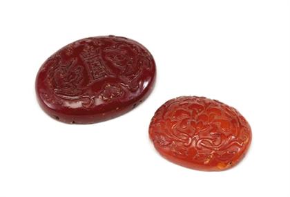 Two Fine Chinese amber amulets