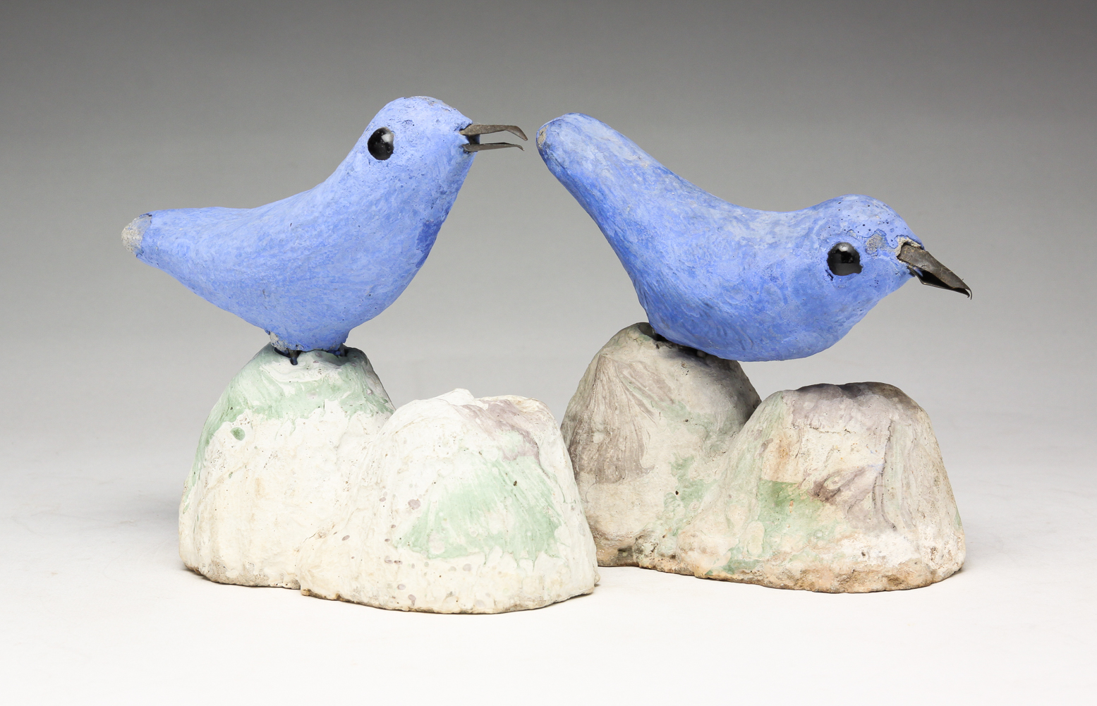 TWO AMERICAN CAST BLUE BIRDS Mid 2dfd58
