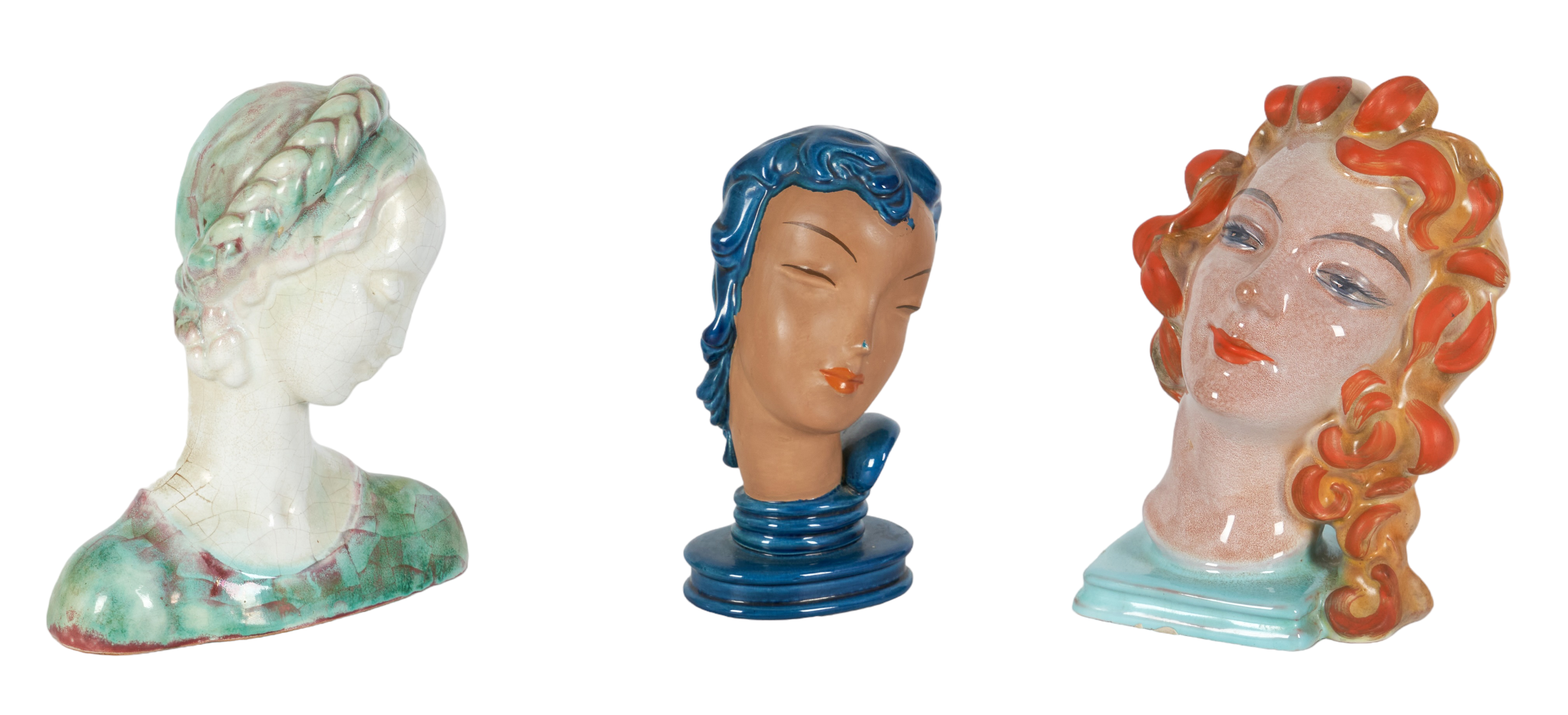 (3) Pottery female busts to include