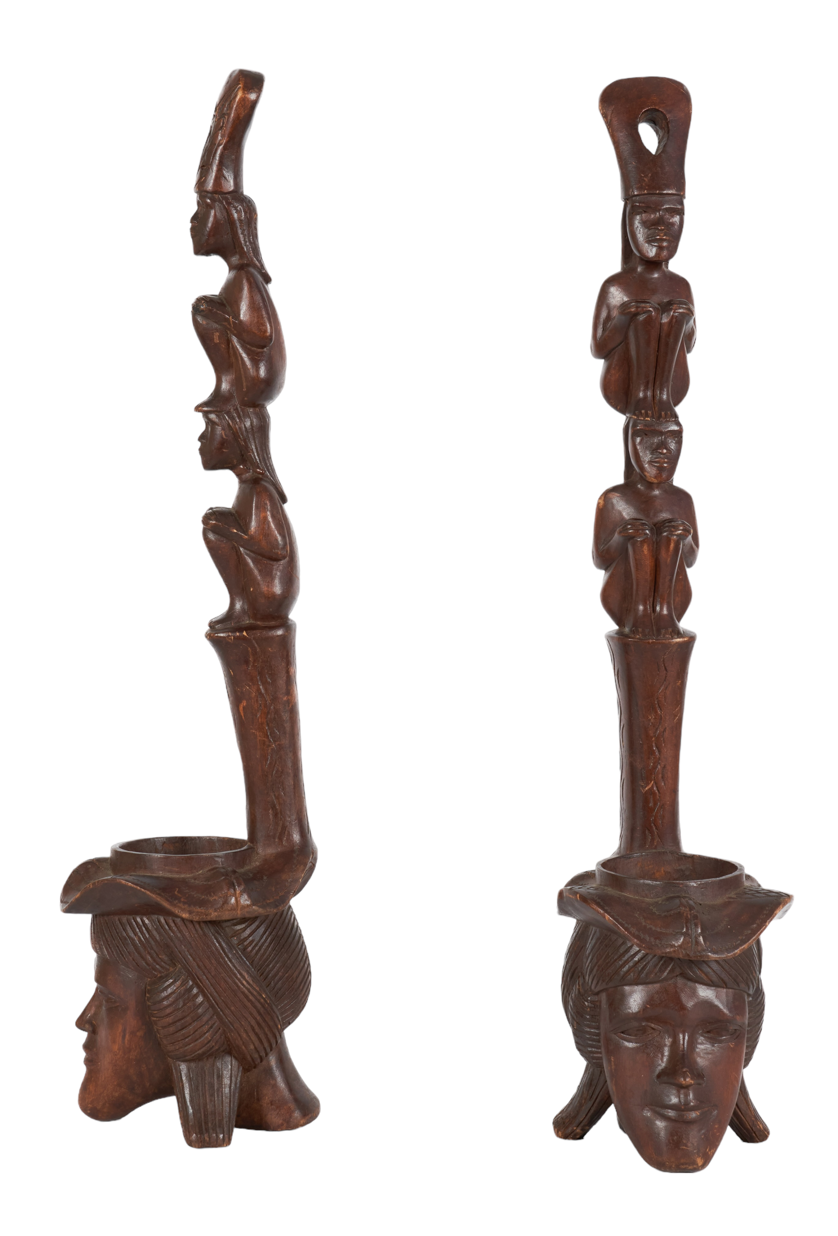 Pair of African carved wood figural