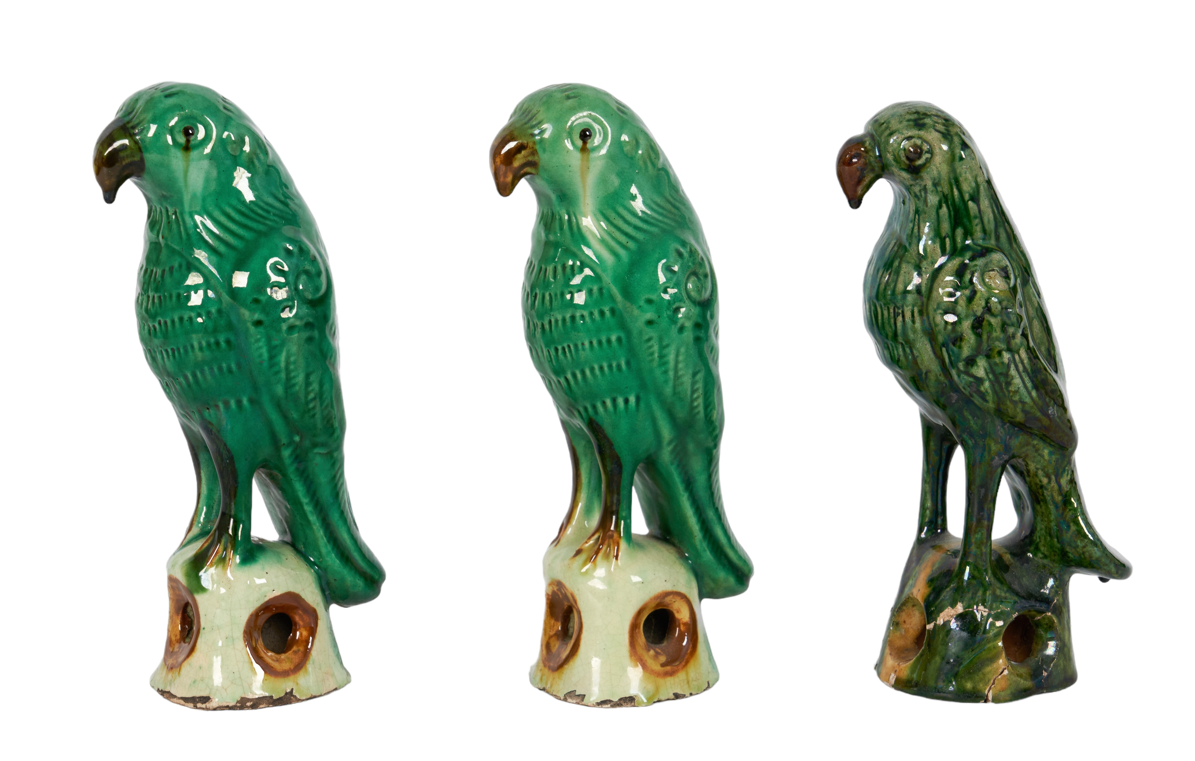 (3) Chinese glazed pottery parrot