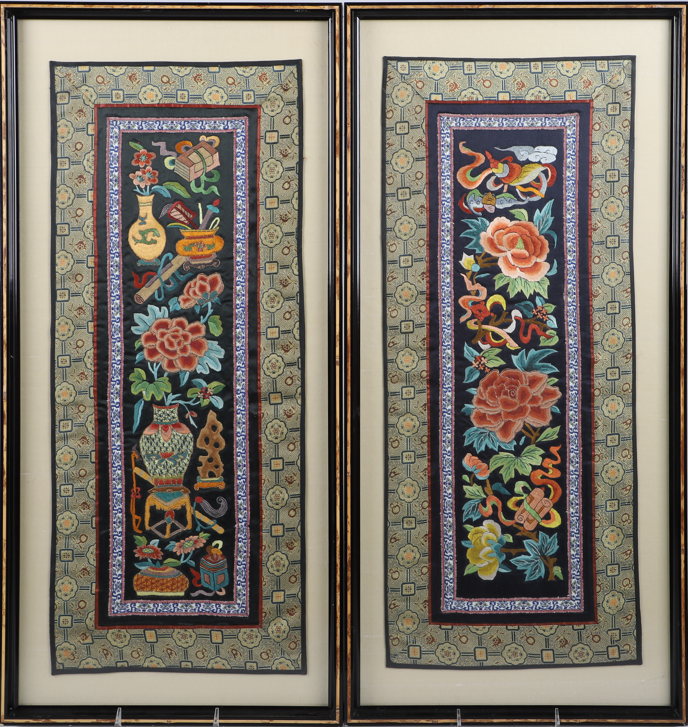 Pair of Chinese embroideries, including