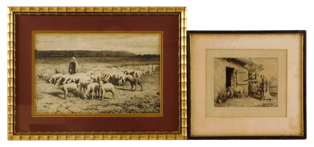 TWO ETCHINGS OF SHEPHERDS BY FRENCH