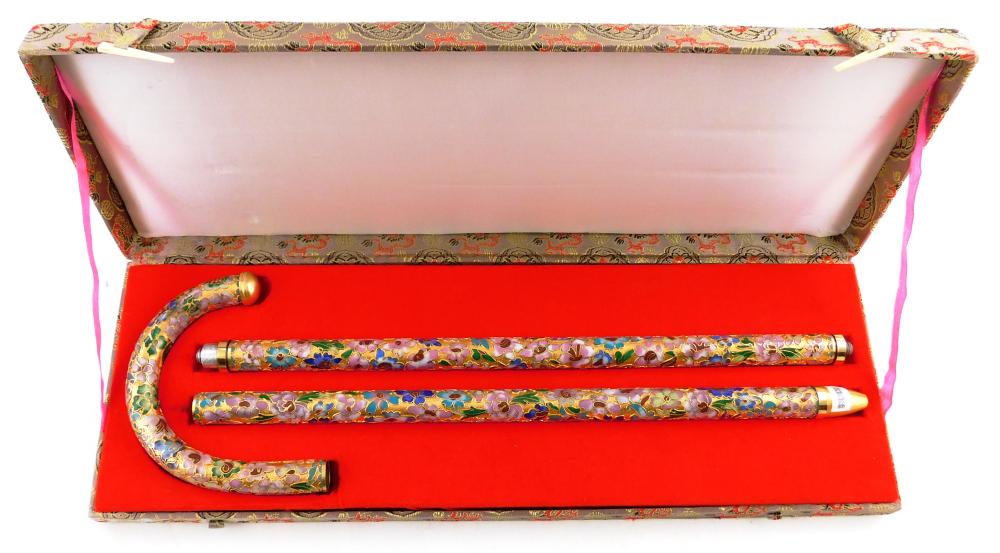 CHINESE CLOISONNE PANSY CANE 2e2699