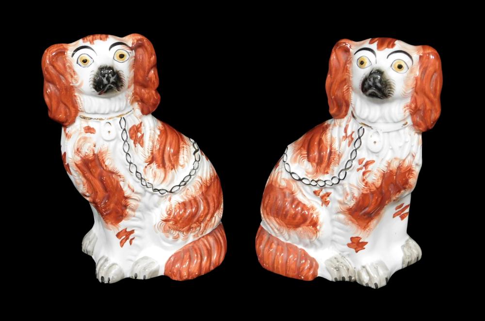 ENGLISH STAFFORDSHIRE CERAMIC SPANIELS  2e269f