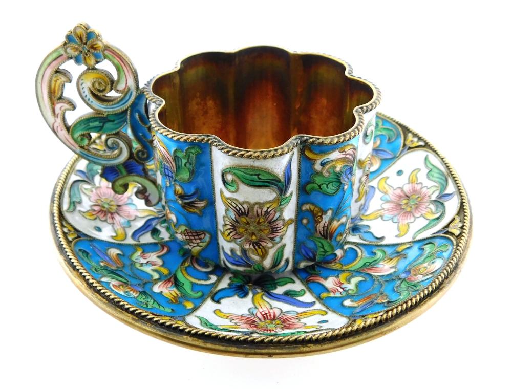 RUSSIAN SILVER AND CLOISONNé CUP AND