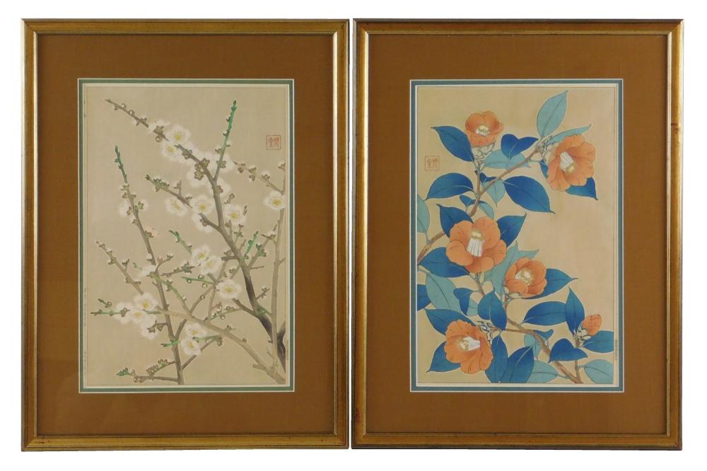 ASIAN TWO BOTANIC WOODBLOCK PRINTS 2e274d