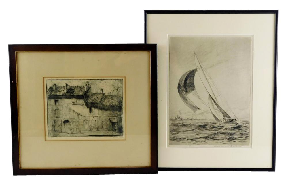 TWO FRAMED ETCHINGS BY CT ARTISTS,