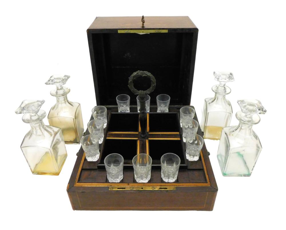 TANTALUS OR LIQUOR SET, ROSE WOOD