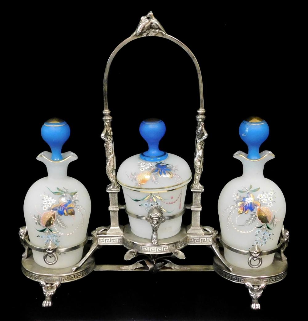 19TH C. GLASS DECANTER AND COVERED