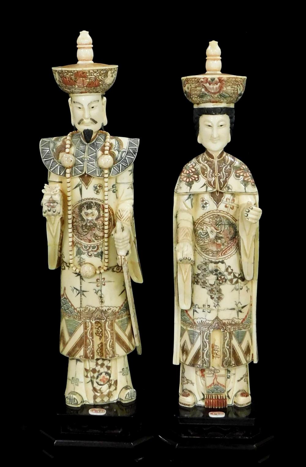 ASIAN: PAIR OF CARVED BONE IMPERIAL