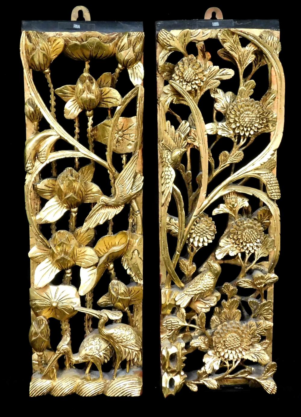 ASIAN TWO CARVED AND GILDED ARCHITECTURAL 2e286a