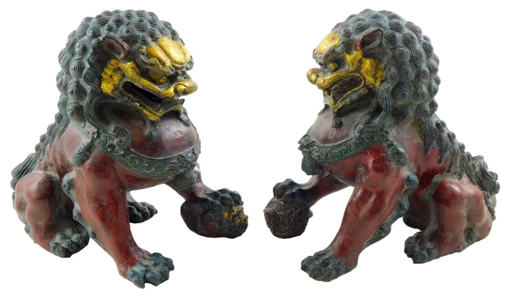 ASIAN: PAIR OF CAST METAL CHINESE