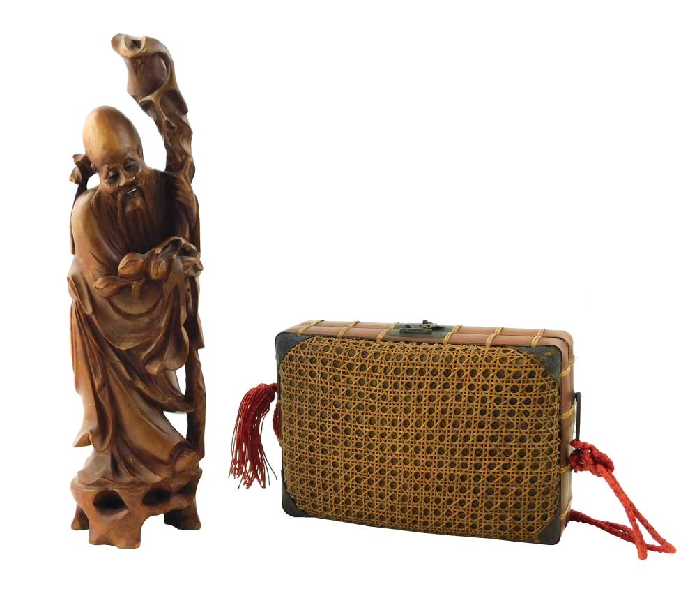 ASIAN: BAMBOO LUNCHBOX AND CARVED WOOD