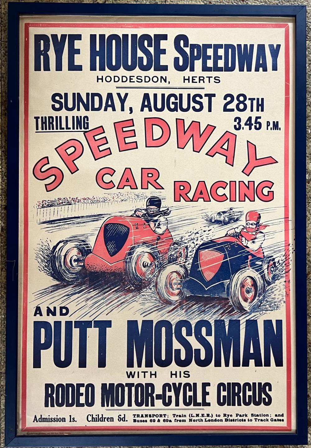 RYE HOUSE SPEEDWAY , UK, RACE POSTER,