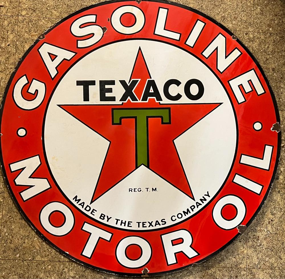 TEXACO DOUBLE SIDED PORCELAIN GASOLINE,