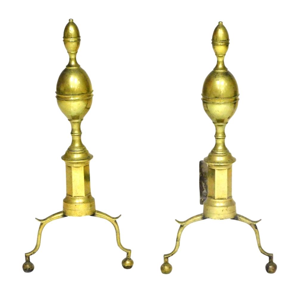 +PAIR OF EARLY ANDIRONS, C. 1810,