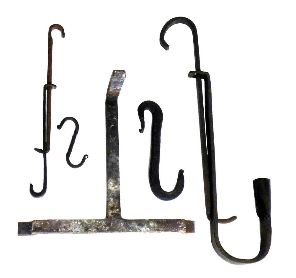 EARLY FIREPLACE IRON HOOK ACCESSORIES,