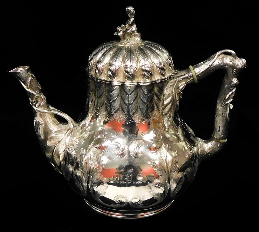 SILVER: EARLY AMERICAN COIN SILVER TEAPOT