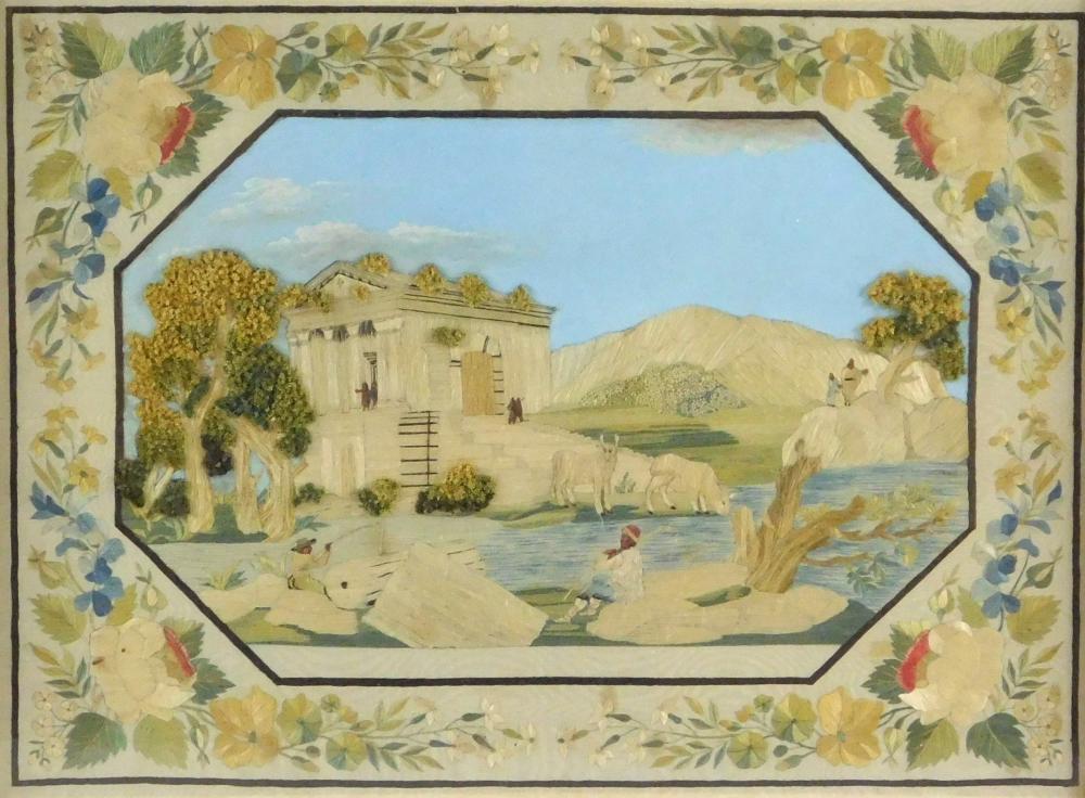 NEEDLEWORK PICTURE, 19TH C., EMBROIDERY