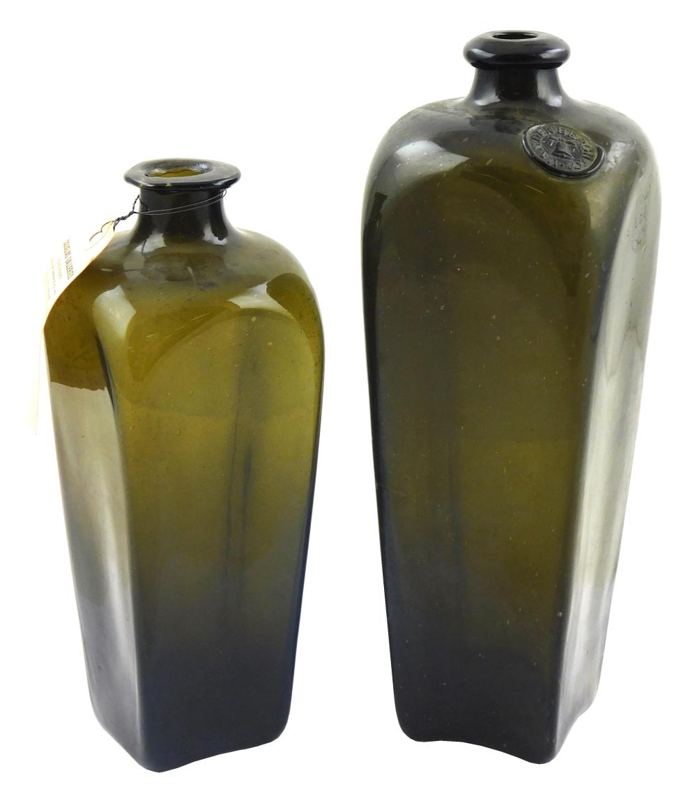 GLASS: TWO 1800 PIG SNOUT GIN BOTTLES,