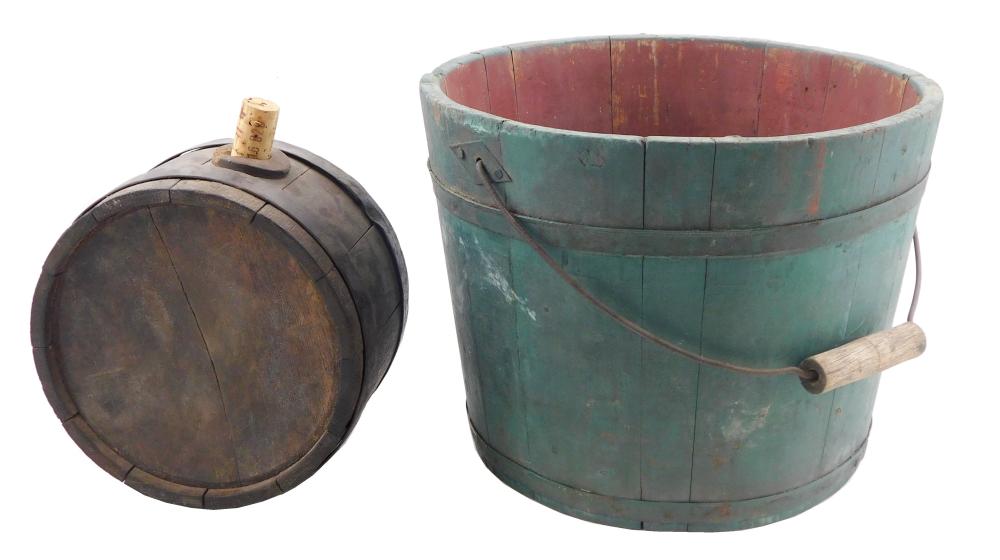 EARLY AMERICAN WOODEN BUCKET AND