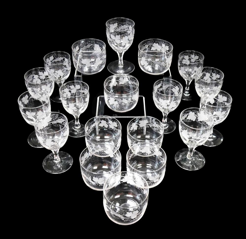 GLASS: BLOWN CUT CRYSTAL BOWLS AND STEMWARE