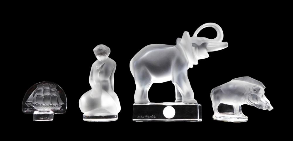 LALIQUE, FOUR PAPERWEIGHTS INCLUDING