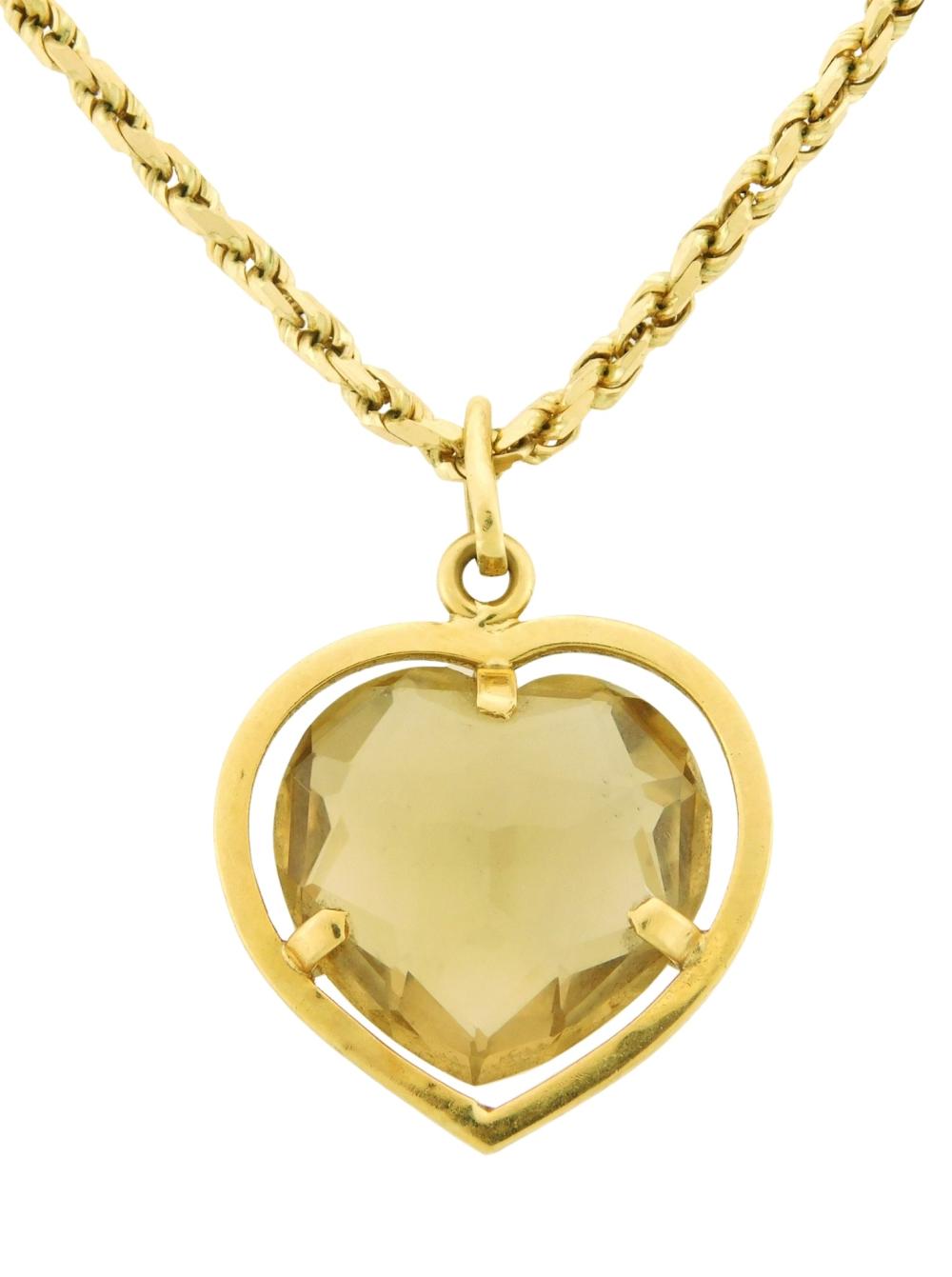 JEWELRY: 14K CITRINE PENDANT WITH