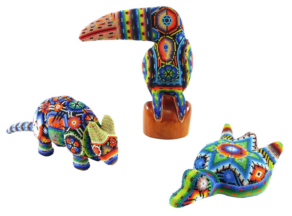 TRIBAL THREE HUICHOL BEADED ANIMAL 2e2b62