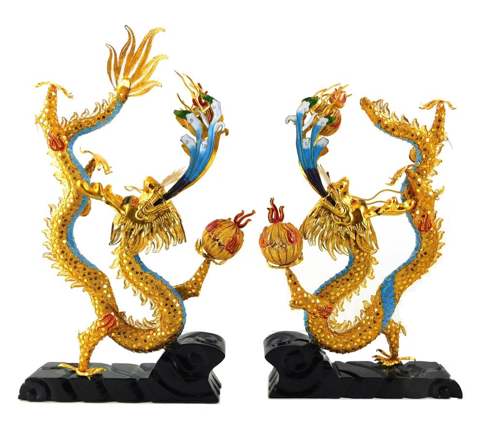 ASIAN: PAIR OF CHINESE GILT METAL