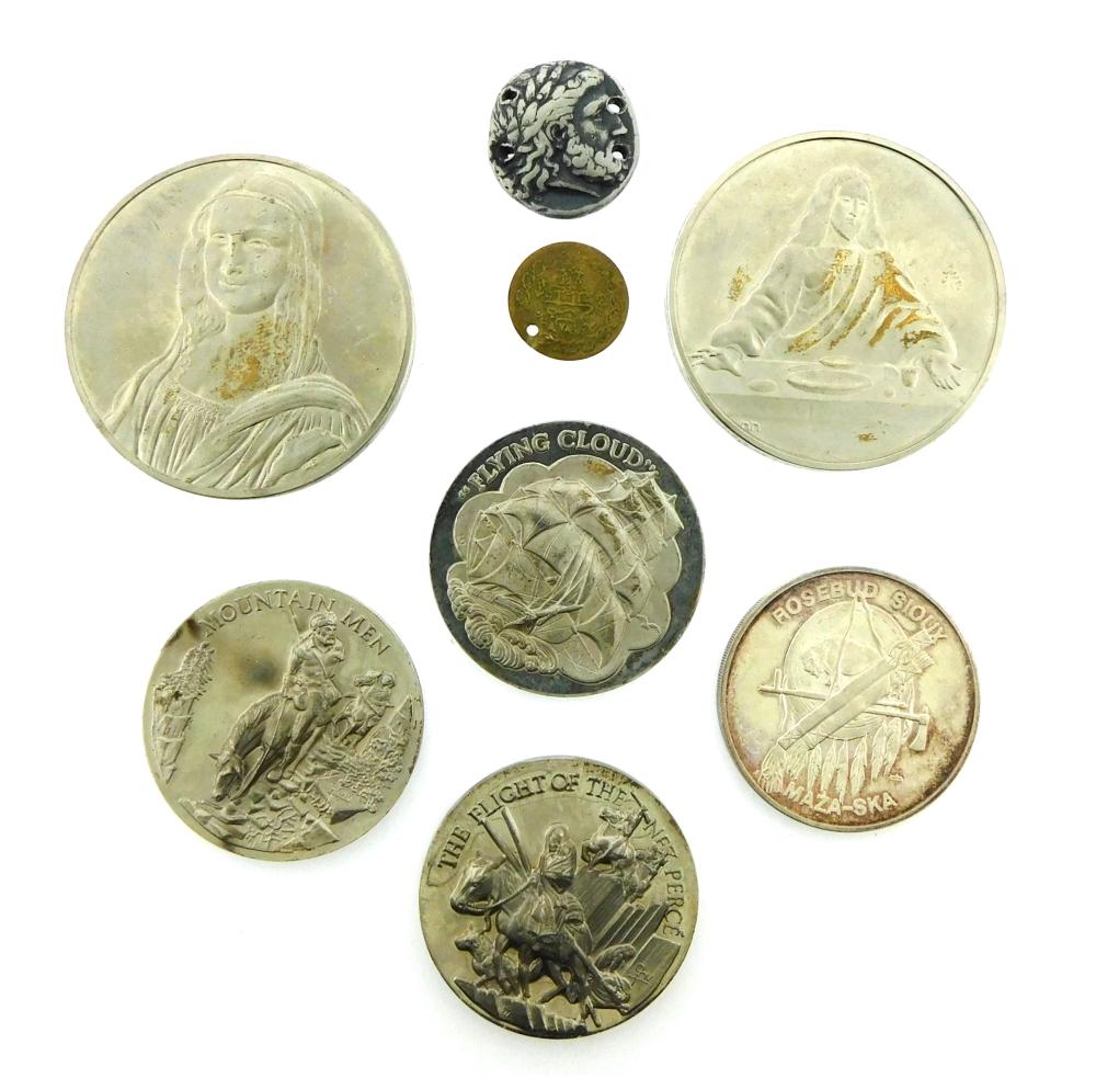 COINS: EIGHT PIECES INCLUDING SIX