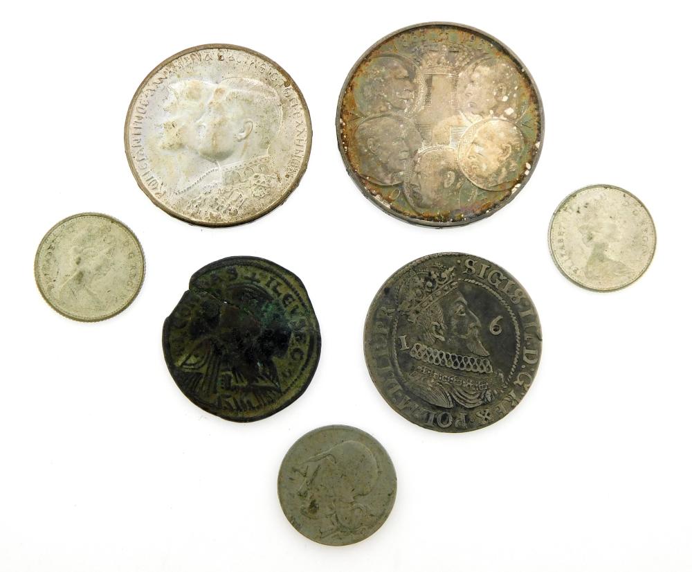 COINS: LOT OF SEVEN WORLD COINS,