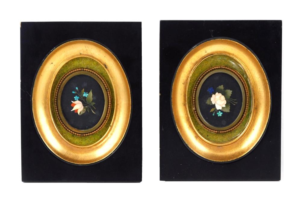 PAIR OF PIETRA DURA FLORAL PLAQUES 2e2ba8