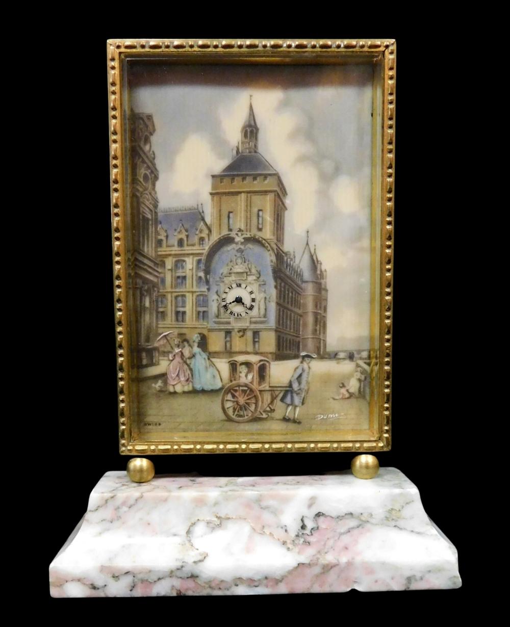 CLOCK: SWISS DESK CLOCK WITH HAND-PAINTED