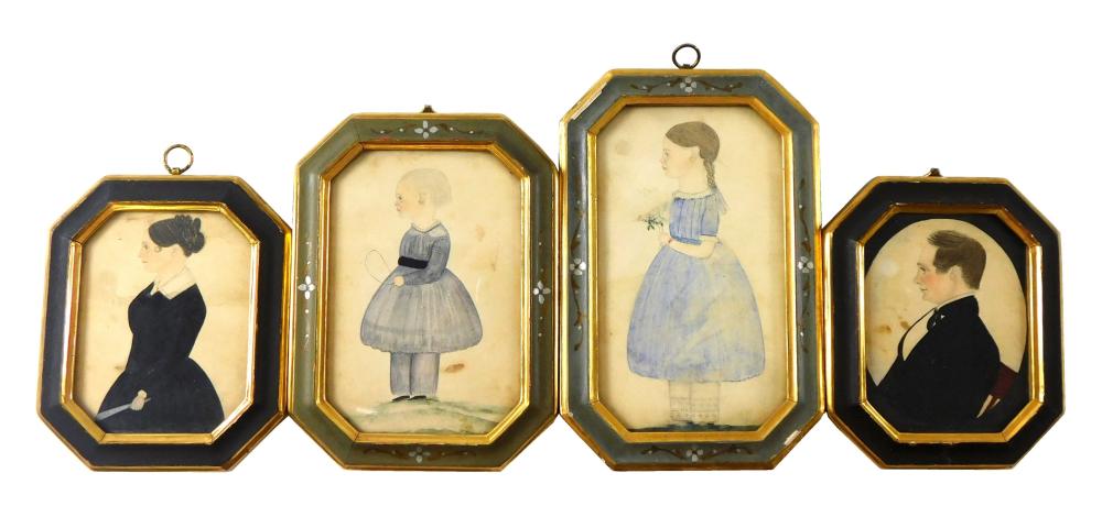 MINIATURES: FOUR WATERCOLOR PORTRAITS,