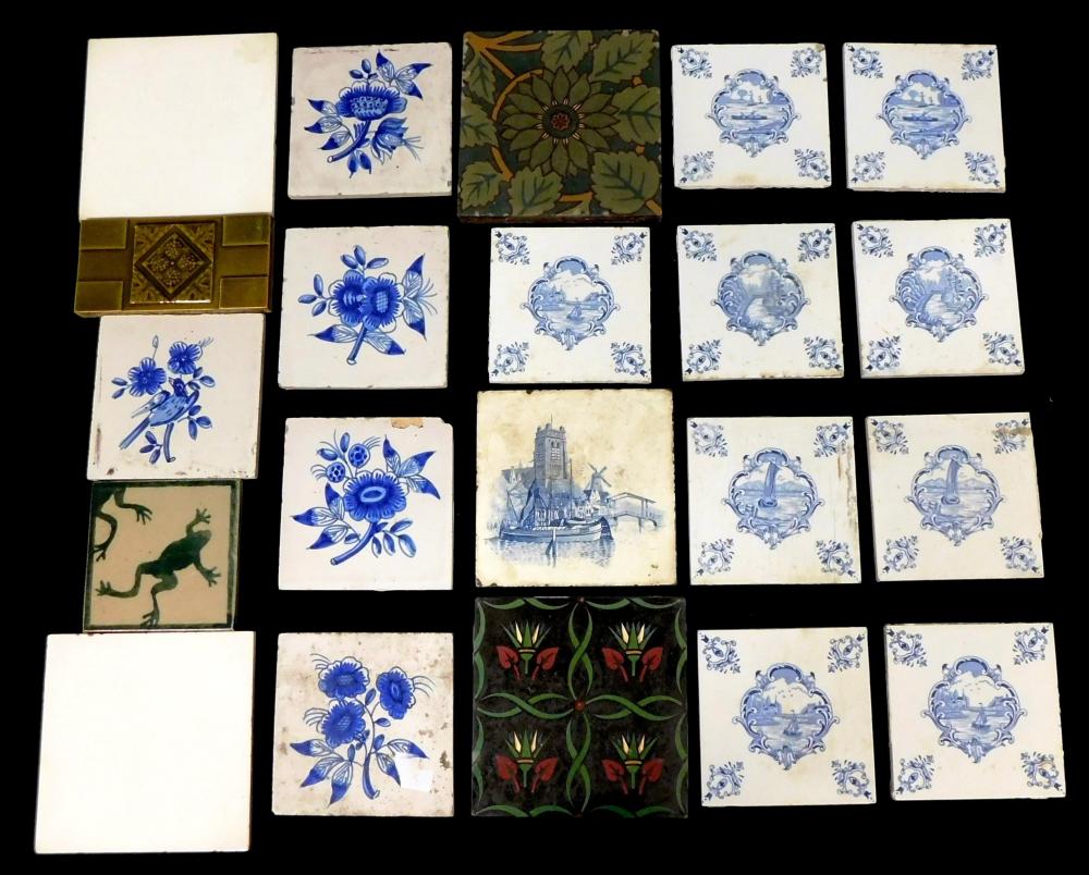 TWENTY-ONE ASSORTED CERAMIC TILES,