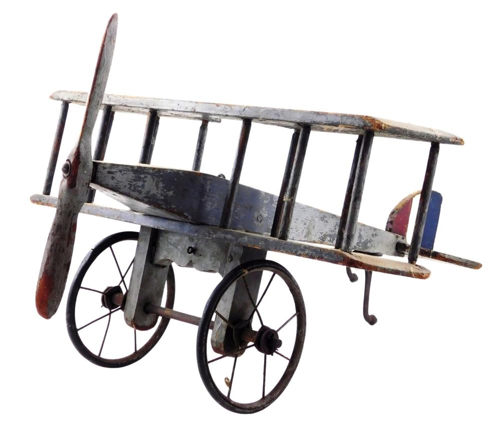 EARLY WOODEN TOY AIRPLANE WITH 2e2caa