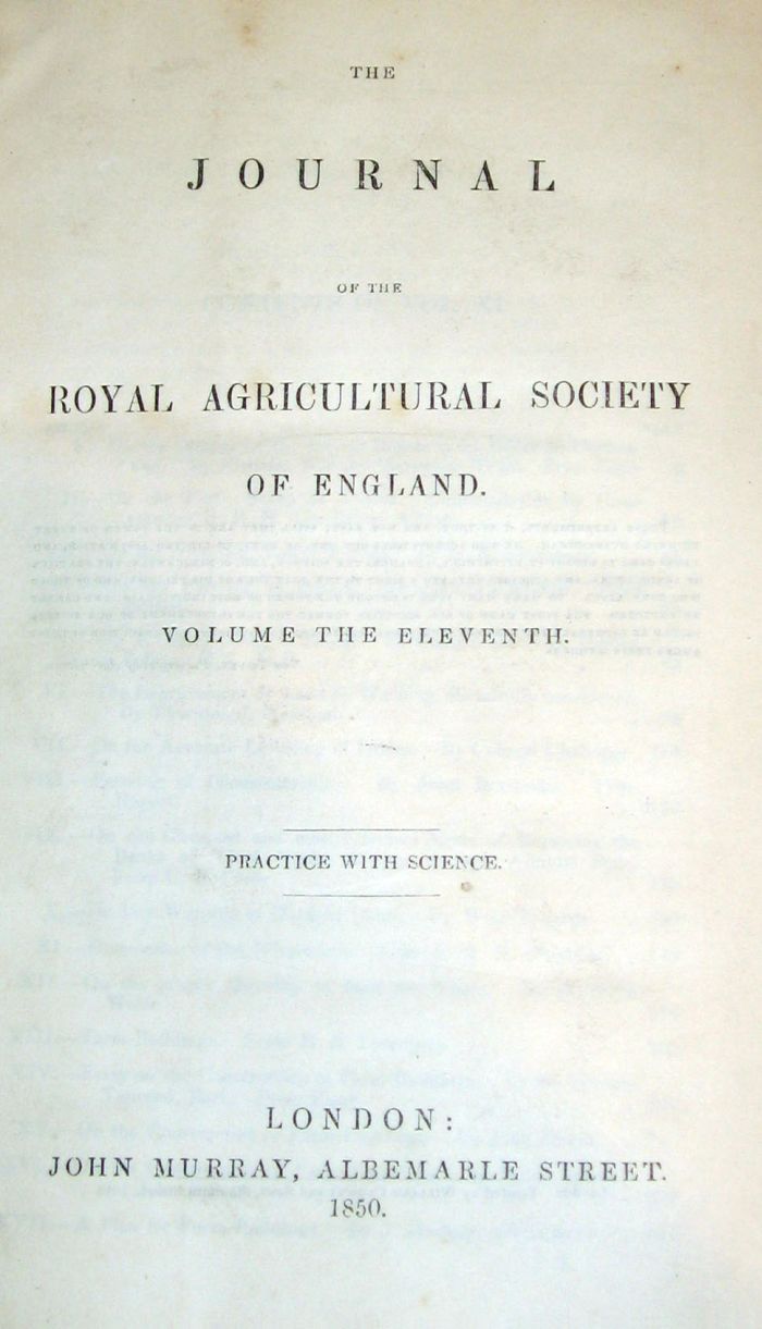 1 vol.  Royal Agricultural Society
