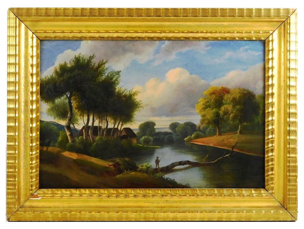 MID-19TH C. AMERICAN SCHOOL LANDSCAPE,