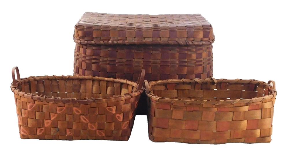 THREE 19TH C WOVEN SPLINT BASKETS  2e2d2a