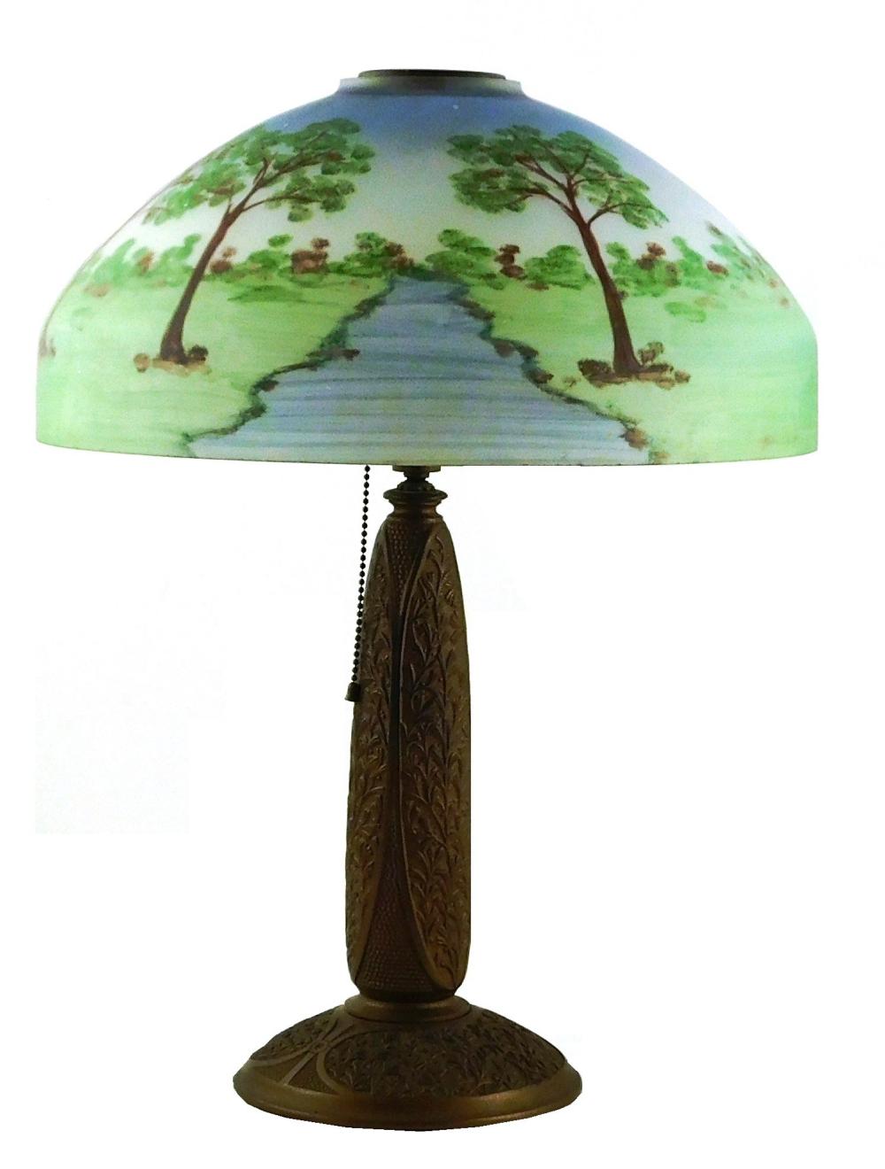 LAMP TABLE LAMP REVERSE PAINTED 2e2d22